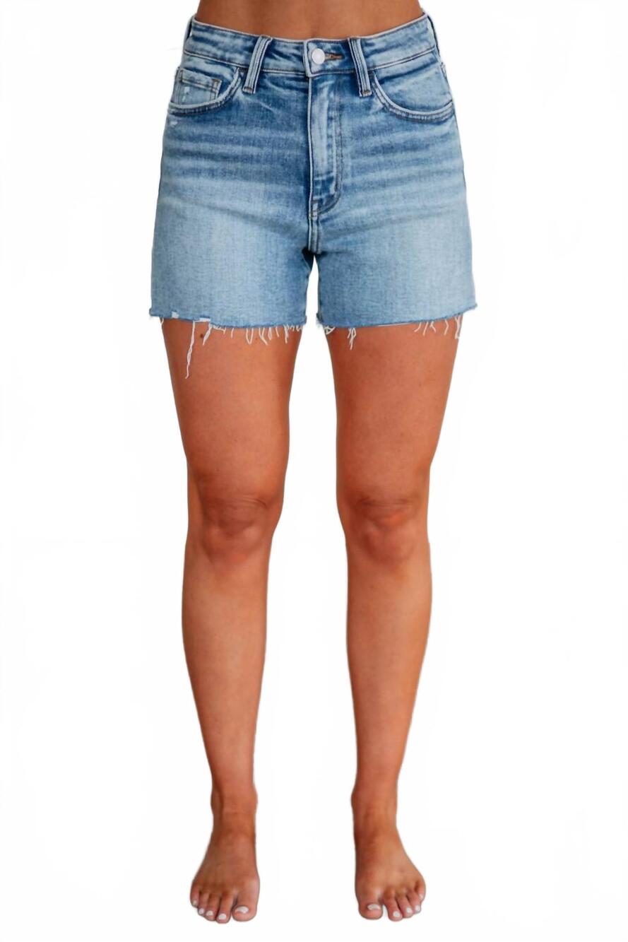NEW VERVET BY FLYING MONKEY rebecca high rise denim shorts in blue
